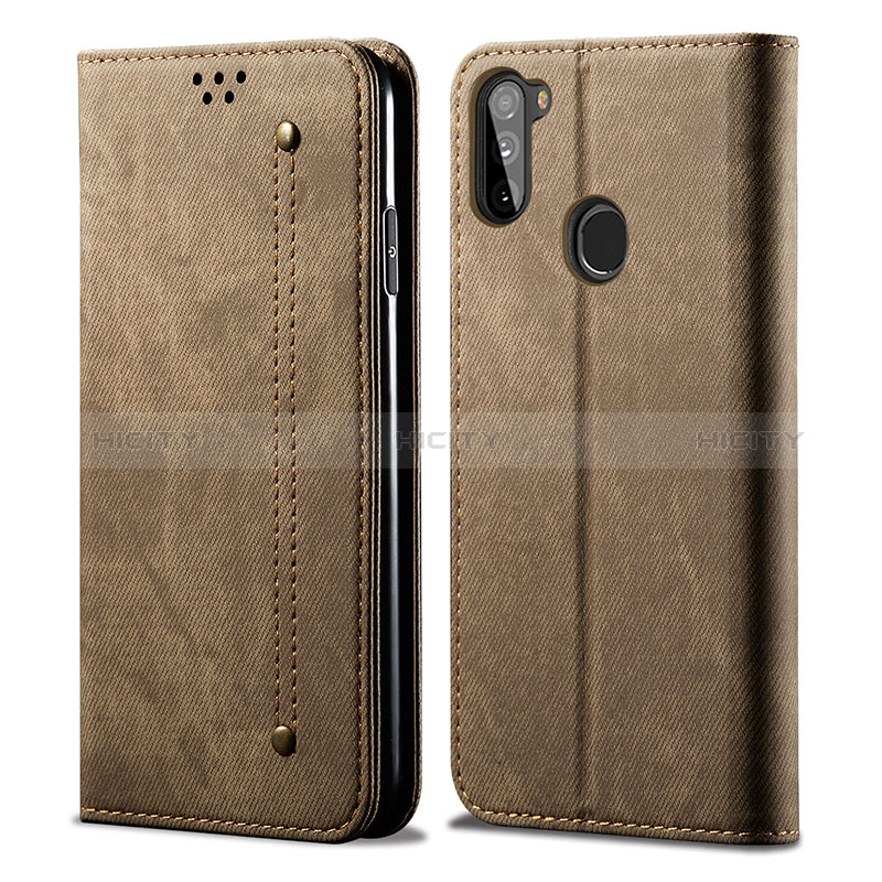 Custodia Portafoglio In stoffa con Supporto per Samsung Galaxy M11 Khaki