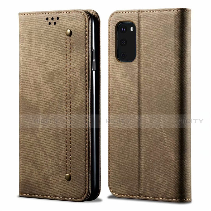 Custodia Portafoglio In stoffa con Supporto per Samsung Galaxy S20 Lite 5G Khaki