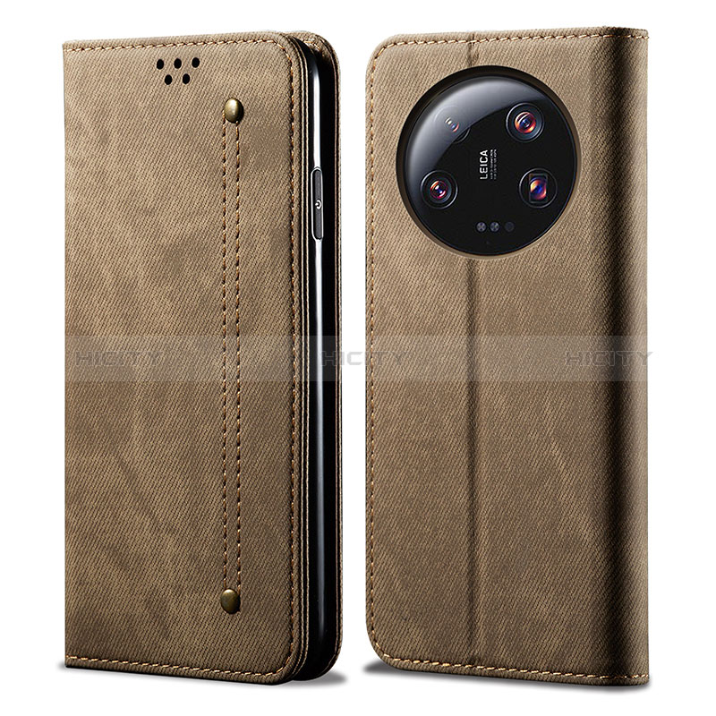 Custodia Portafoglio In stoffa con Supporto per Xiaomi Mi 13 Ultra 5G Khaki