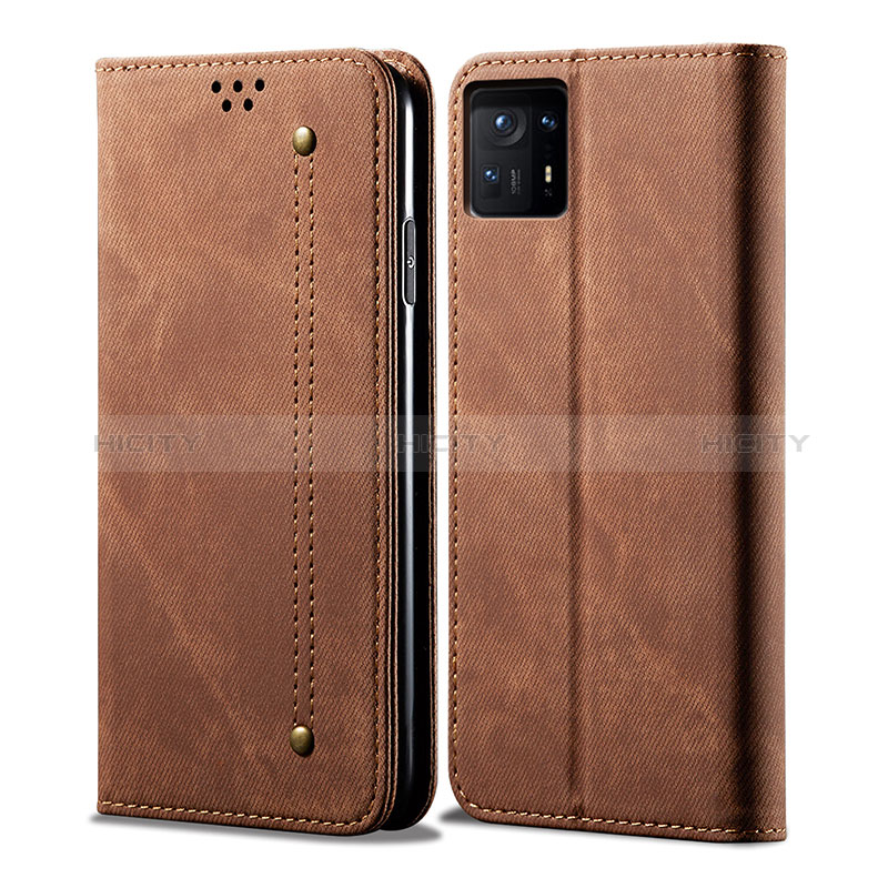 Custodia Portafoglio In stoffa con Supporto per Xiaomi Mi Mix 4 5G Marrone