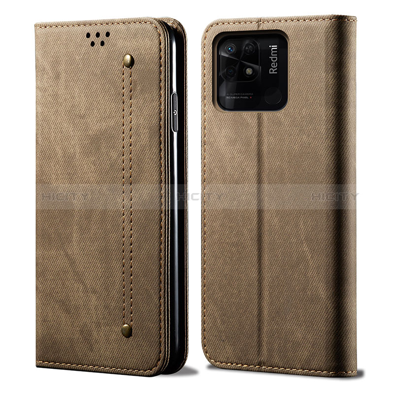 Custodia Portafoglio In stoffa con Supporto per Xiaomi Redmi 10 Power Khaki