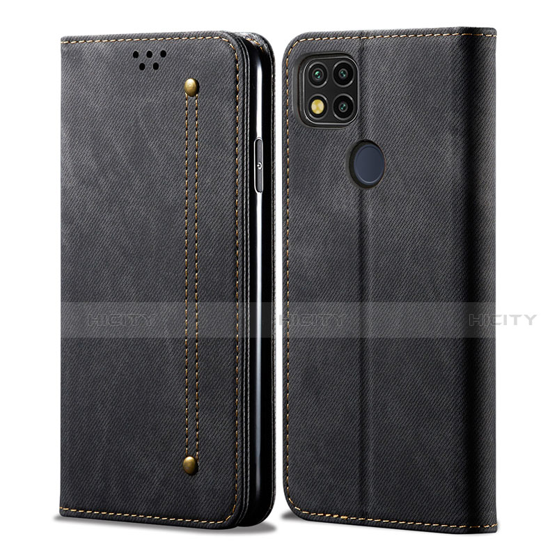 Custodia Portafoglio In stoffa con Supporto per Xiaomi Redmi 9C NFC Nero