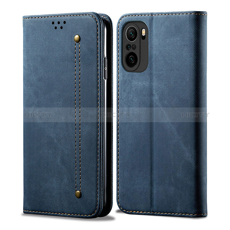 Custodia Portafoglio In stoffa con Supporto per Xiaomi Redmi K40 Pro 5G Blu