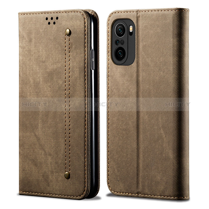 Custodia Portafoglio In stoffa con Supporto per Xiaomi Redmi K40 Pro+ Plus 5G Khaki