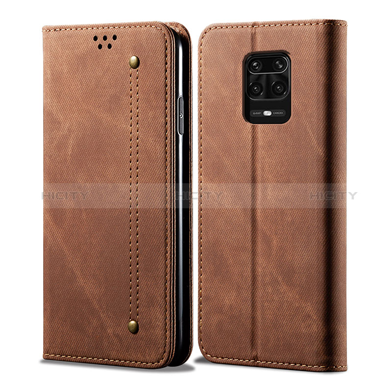 Custodia Portafoglio In stoffa con Supporto per Xiaomi Redmi Note 10 Lite India Marrone