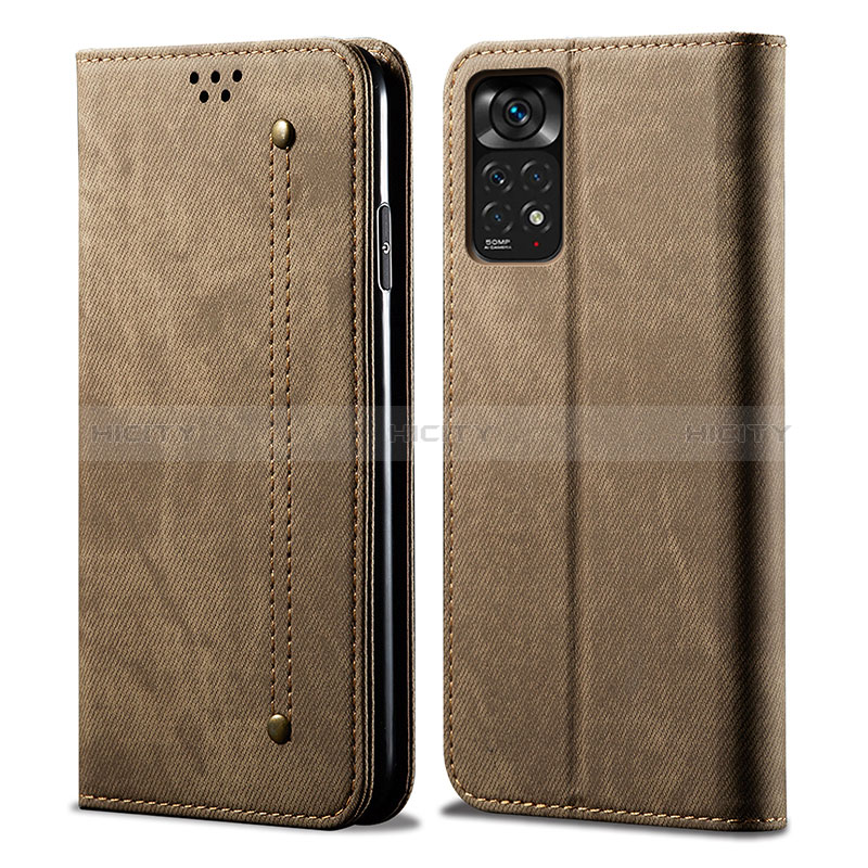 Custodia Portafoglio In stoffa con Supporto per Xiaomi Redmi Note 11 4G (2022) Khaki