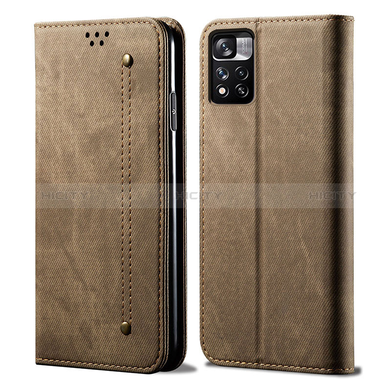 Custodia Portafoglio In stoffa con Supporto per Xiaomi Redmi Note 11S 5G Khaki