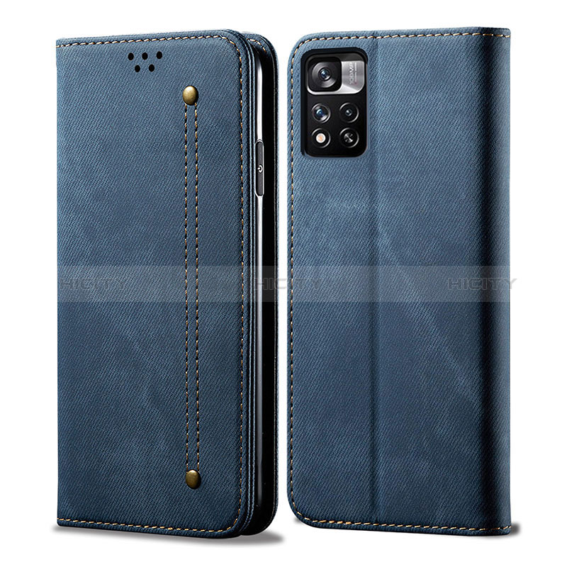 Custodia Portafoglio In stoffa con Supporto per Xiaomi Redmi Note 11T 5G Blu