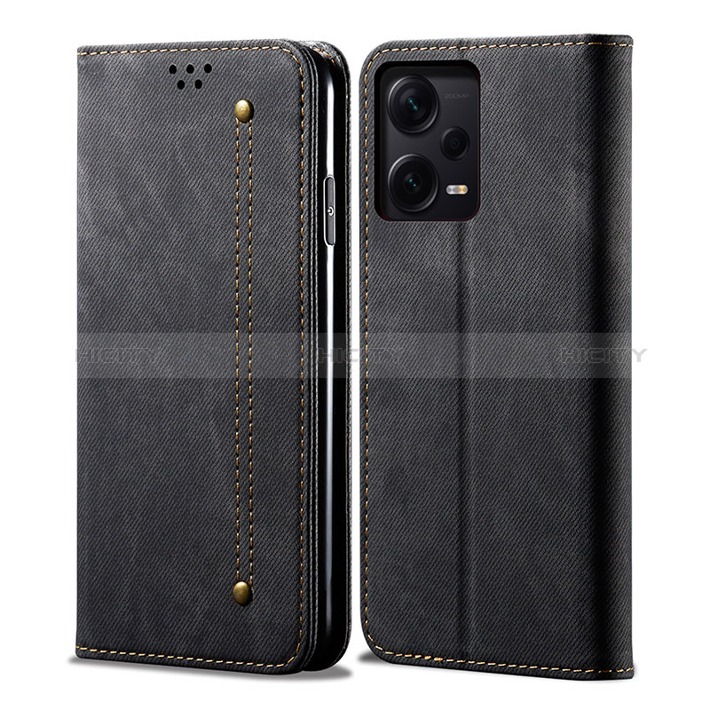 Custodia Portafoglio In stoffa con Supporto per Xiaomi Redmi Note 12 Pro 5G Nero