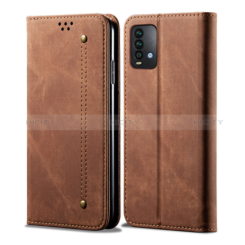 Custodia Portafoglio In stoffa con Supporto per Xiaomi Redmi Note 9 4G Marrone