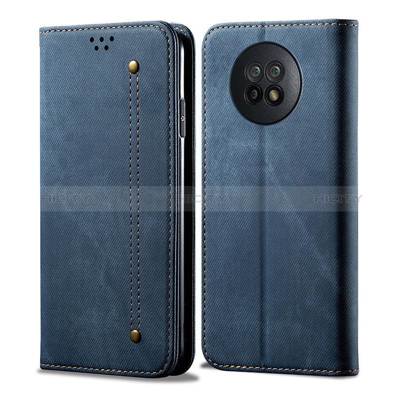 Custodia Portafoglio In stoffa con Supporto per Xiaomi Redmi Note 9 5G Blu