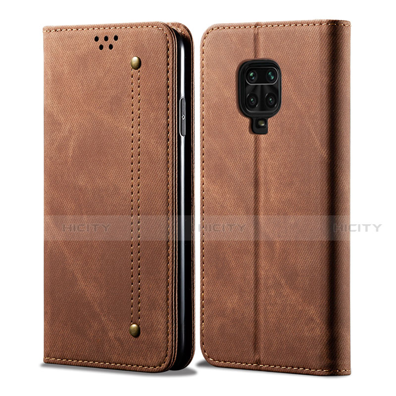 Custodia Portafoglio In stoffa con Supporto per Xiaomi Redmi Note 9 Pro Max Marrone