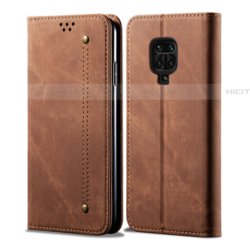 Custodia Portafoglio In stoffa con Supporto per Xiaomi Redmi Note 9S Marrone