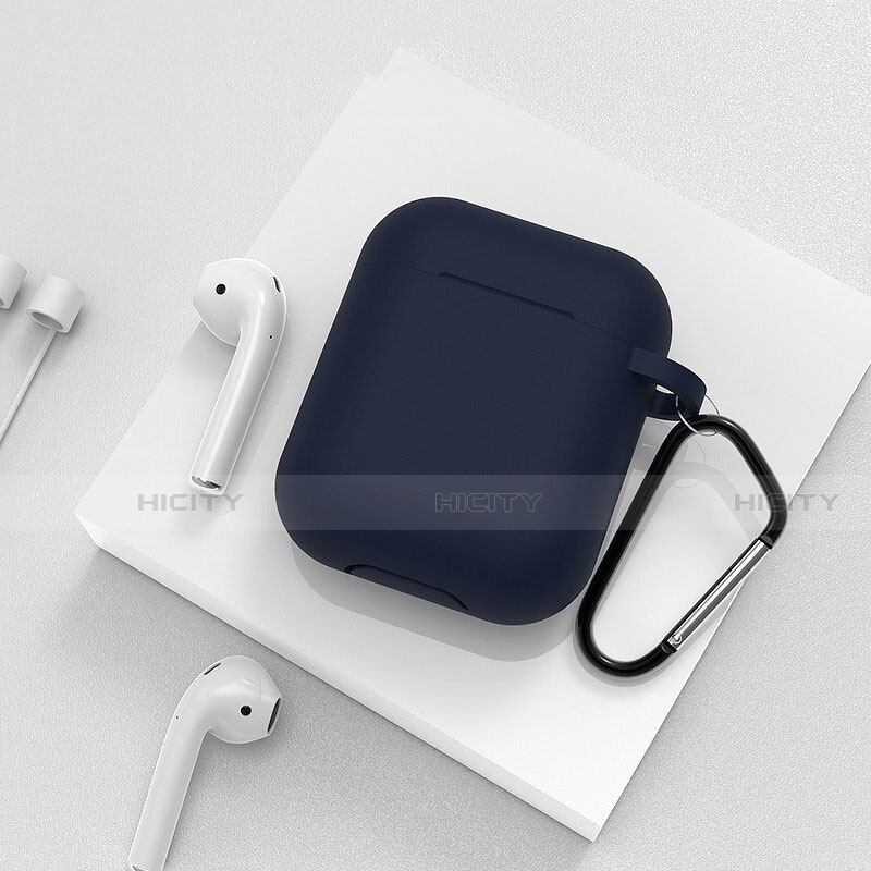 Custodia Portatile con Moschettone per AirPods Custodia di Ricarica C02 Blu