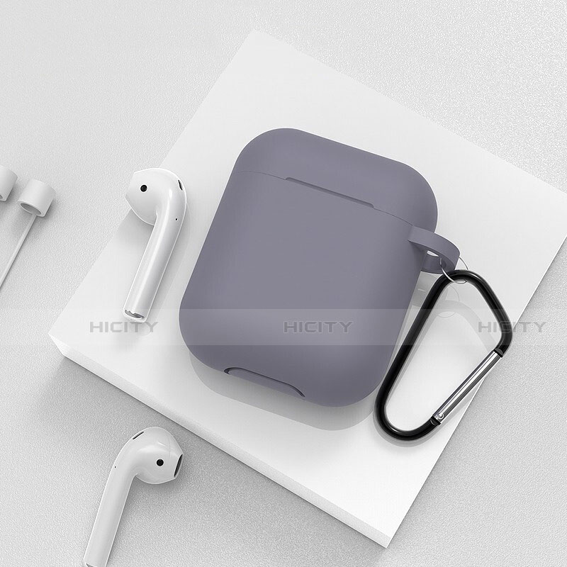 Custodia Portatile con Moschettone per AirPods Custodia di Ricarica C02 Grigio