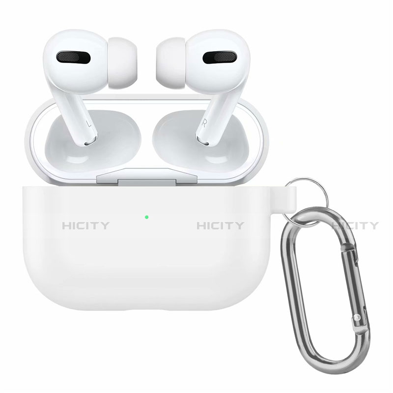 Custodia Portatile con Moschettone per AirPods Pro Custodia di Ricarica Bianco