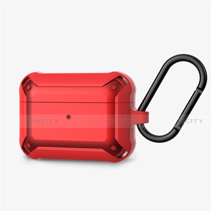 Custodia Portatile con Moschettone per AirPods Pro Custodia di Ricarica C03 Rosso