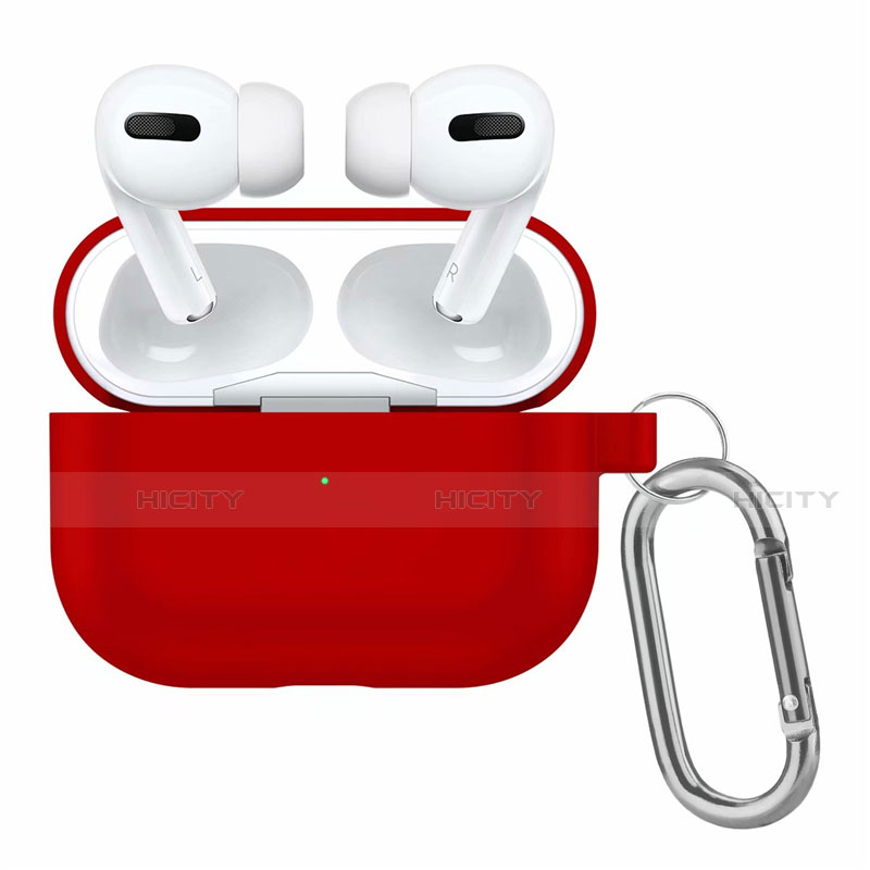 Custodia Portatile con Moschettone per AirPods Pro Custodia di Ricarica Rosso