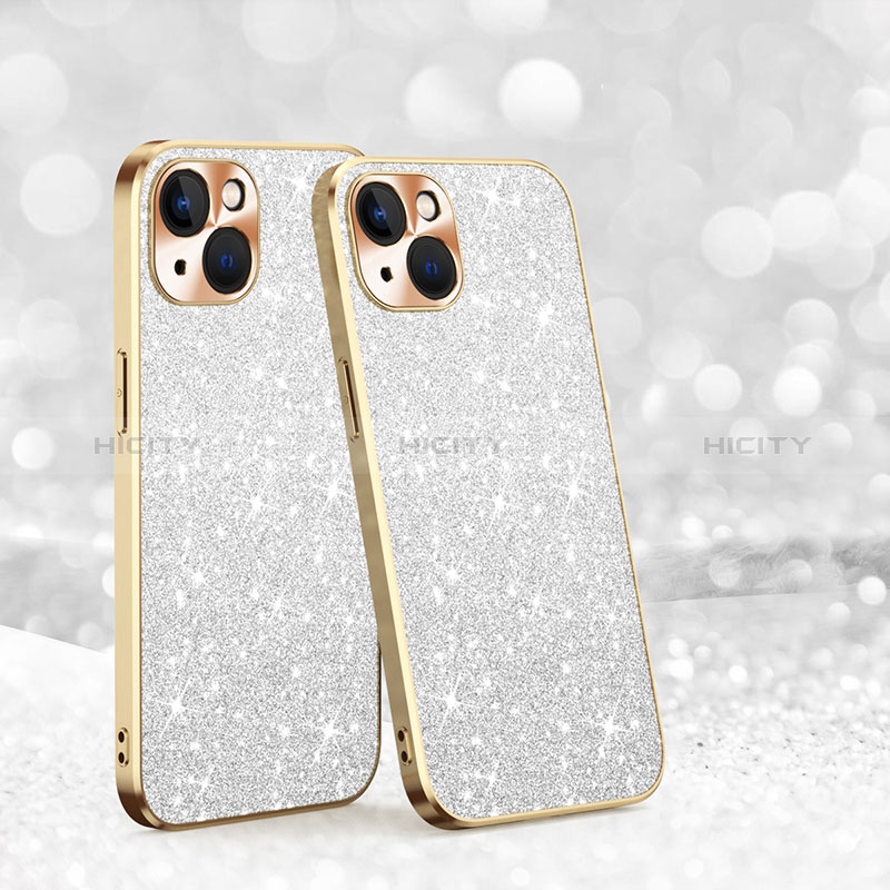 Custodia Silicone Cover Morbida Bling-Bling AC1 per Apple iPhone 13 Argento