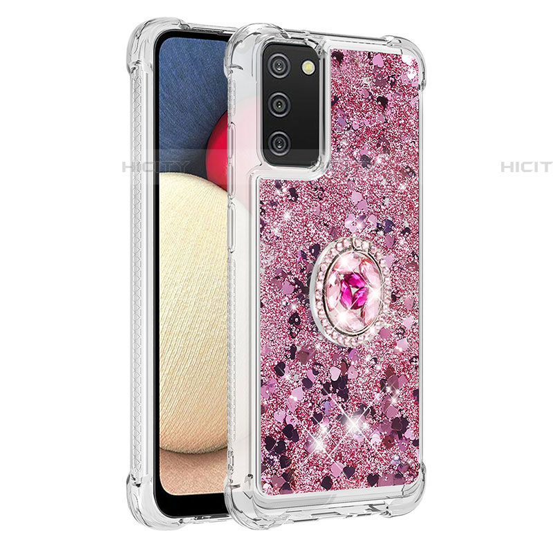 Custodia Silicone Cover Morbida Bling-Bling con Anello Supporto S01 per Samsung Galaxy A03s