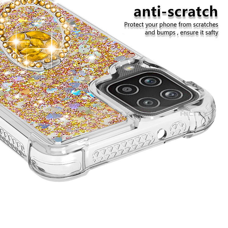 Custodia Silicone Cover Morbida Bling-Bling con Anello Supporto S01 per Samsung Galaxy A12