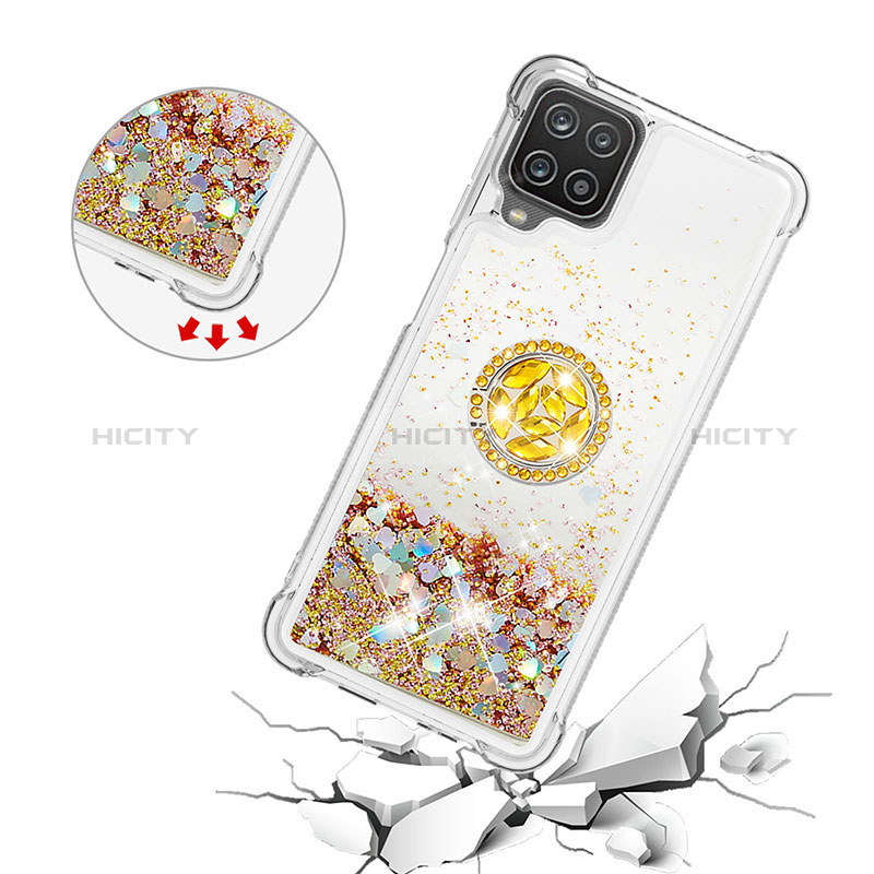 Custodia Silicone Cover Morbida Bling-Bling con Anello Supporto S01 per Samsung Galaxy A12