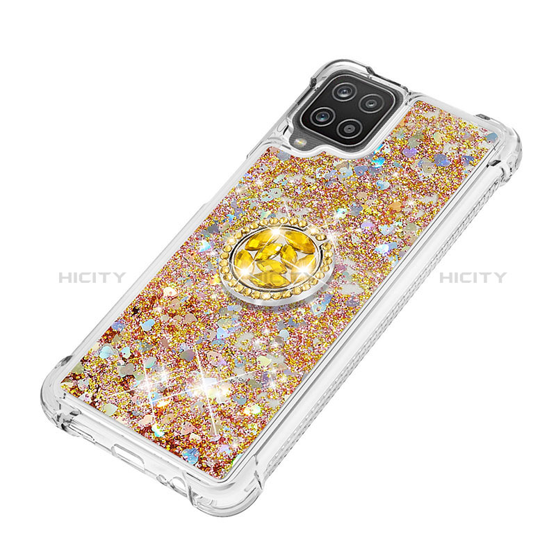 Custodia Silicone Cover Morbida Bling-Bling con Anello Supporto S01 per Samsung Galaxy A12