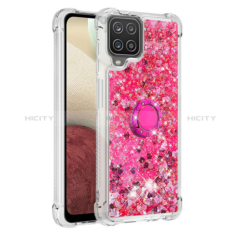 Custodia Silicone Cover Morbida Bling-Bling con Anello Supporto S01 per Samsung Galaxy A12