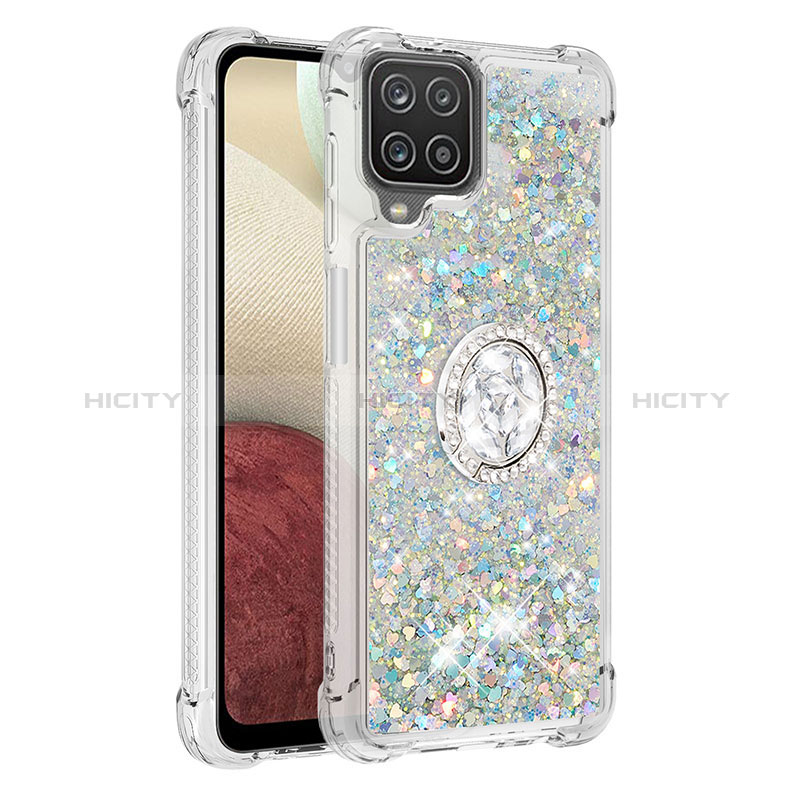 Custodia Silicone Cover Morbida Bling-Bling con Anello Supporto S01 per Samsung Galaxy A12 5G