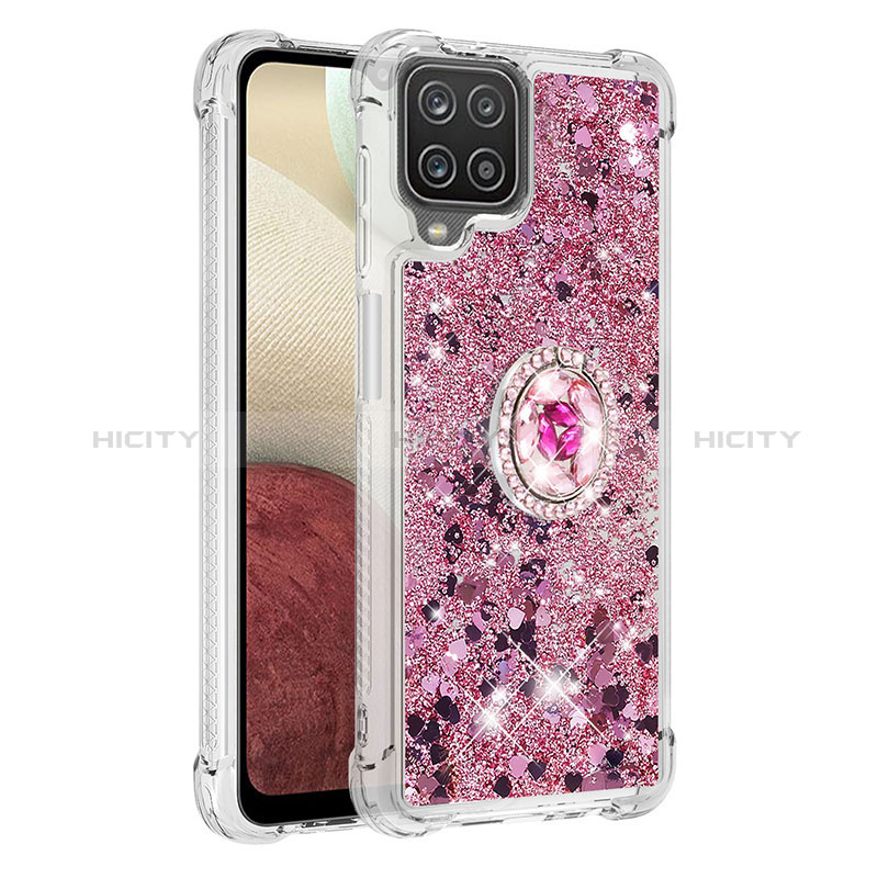 Custodia Silicone Cover Morbida Bling-Bling con Anello Supporto S01 per Samsung Galaxy A12 5G