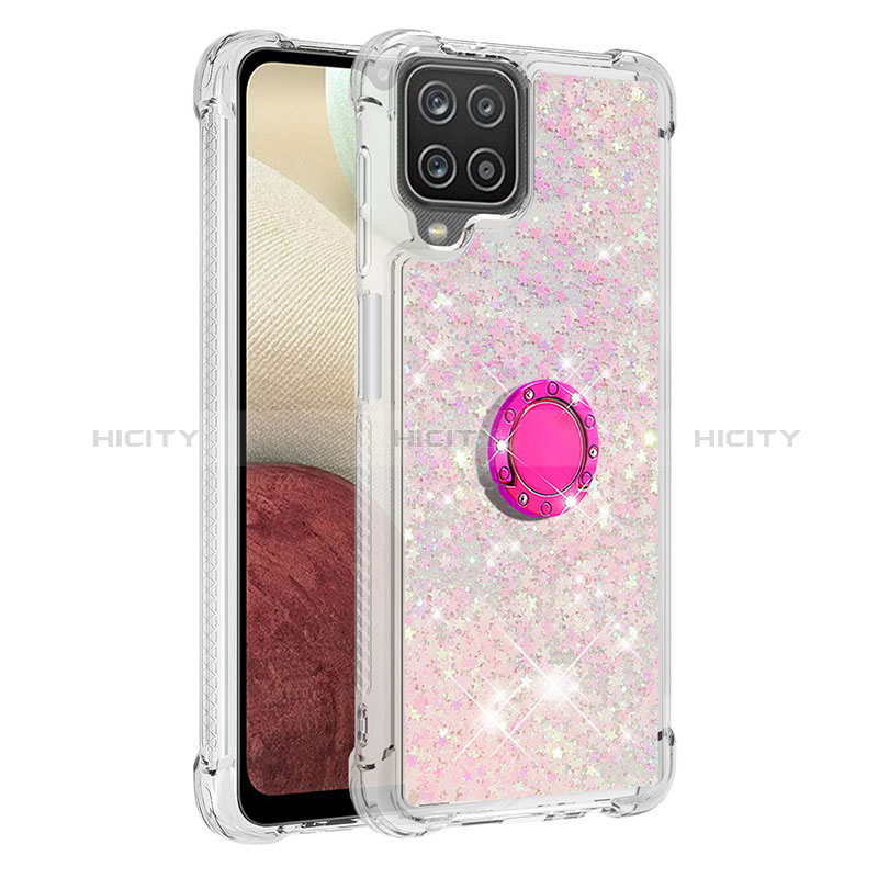 Custodia Silicone Cover Morbida Bling-Bling con Anello Supporto S01 per Samsung Galaxy A12