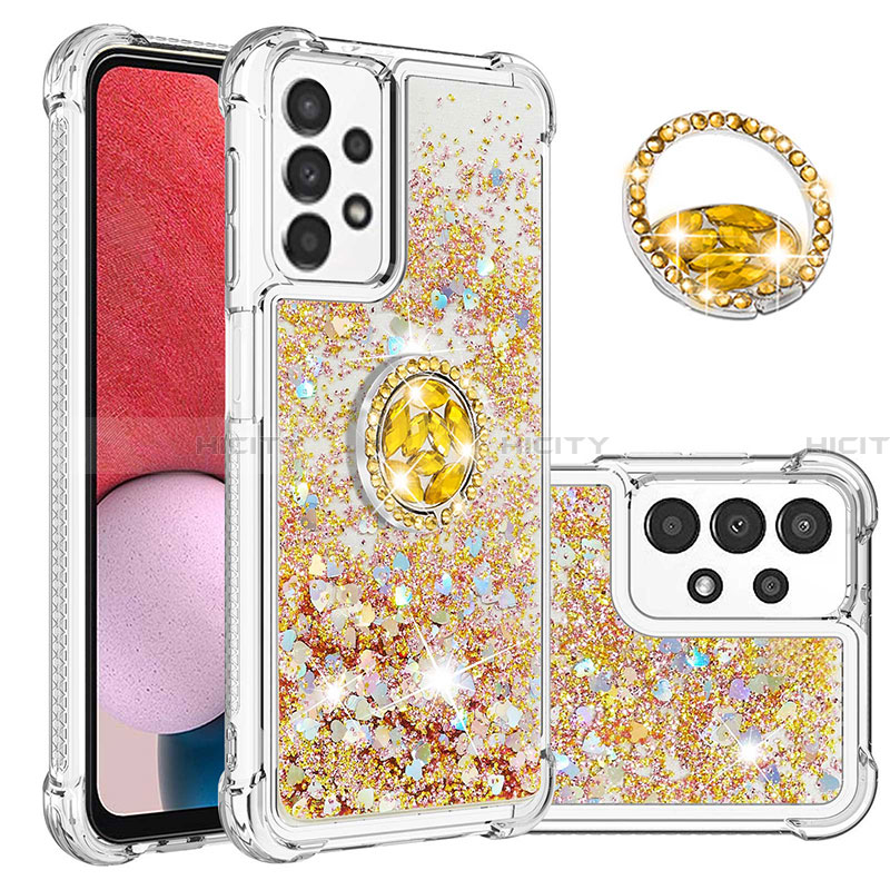 Custodia Silicone Cover Morbida Bling-Bling con Anello Supporto S01 per Samsung Galaxy A13 4G