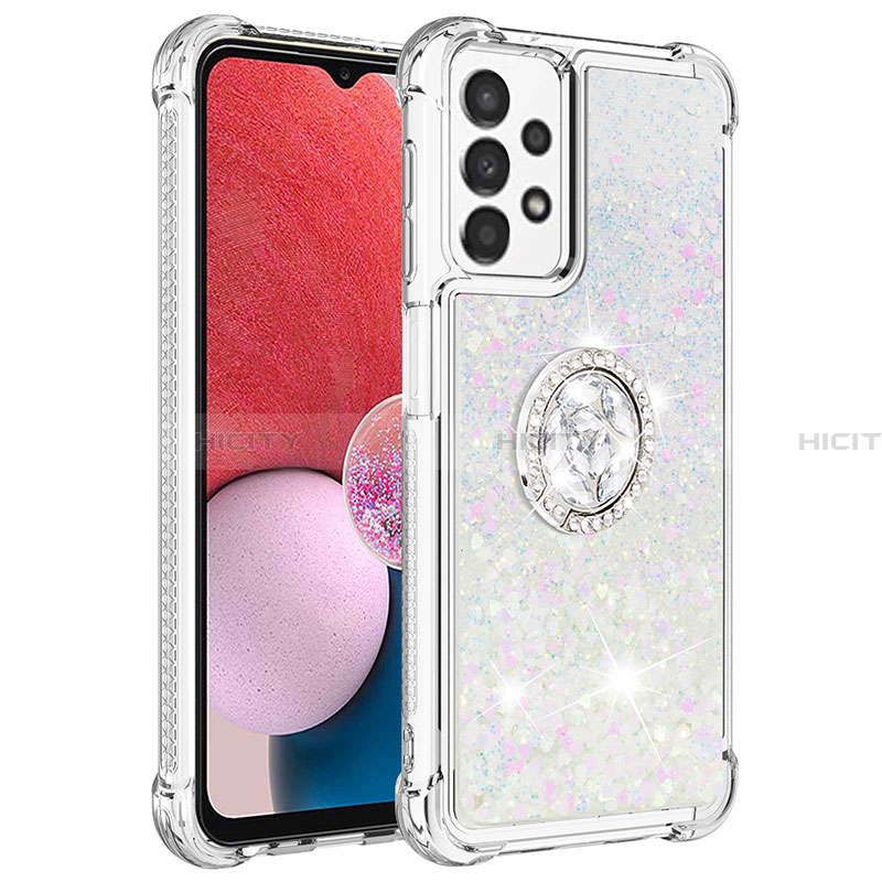 Custodia Silicone Cover Morbida Bling-Bling con Anello Supporto S01 per Samsung Galaxy A13 4G