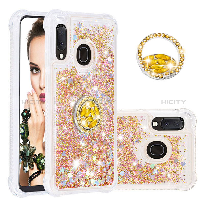 Custodia Silicone Cover Morbida Bling-Bling con Anello Supporto S01 per Samsung Galaxy A20e