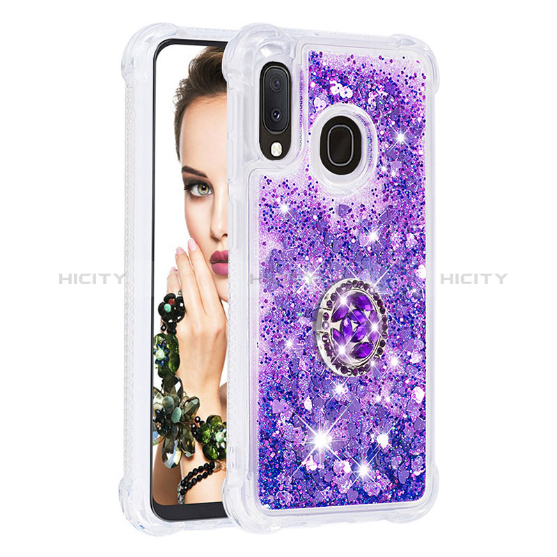 Custodia Silicone Cover Morbida Bling-Bling con Anello Supporto S01 per Samsung Galaxy A20e