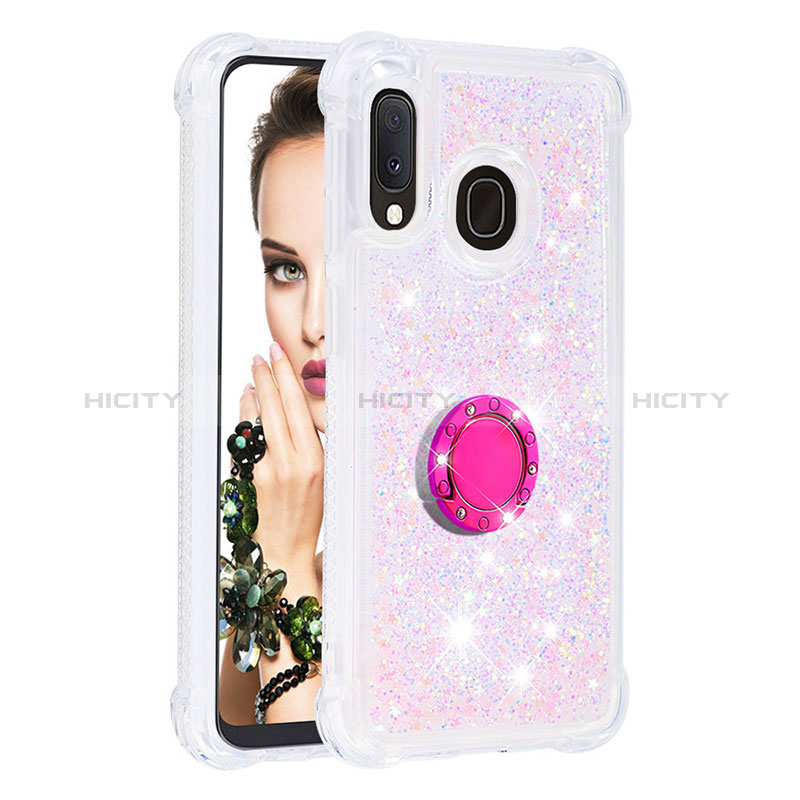 Custodia Silicone Cover Morbida Bling-Bling con Anello Supporto S01 per Samsung Galaxy A20e