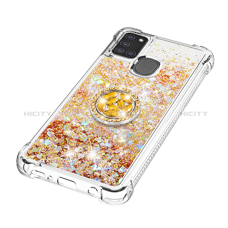 Custodia Silicone Cover Morbida Bling-Bling con Anello Supporto S01 per Samsung Galaxy A21s