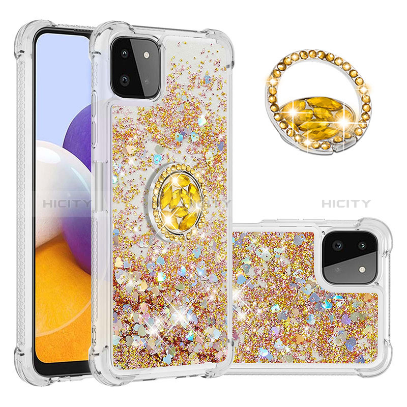 Custodia Silicone Cover Morbida Bling-Bling con Anello Supporto S01 per Samsung Galaxy A22s 5G