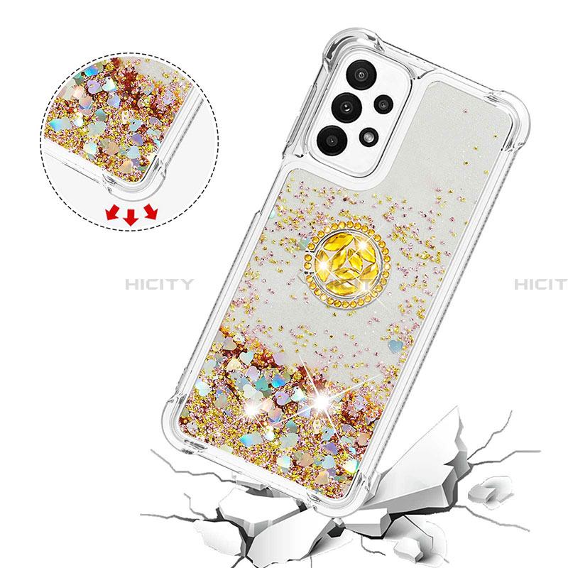 Custodia Silicone Cover Morbida Bling-Bling con Anello Supporto S01 per Samsung Galaxy A23 4G