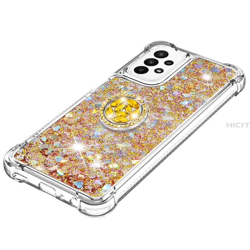 Custodia Silicone Cover Morbida Bling-Bling con Anello Supporto S01 per Samsung Galaxy A23 4G