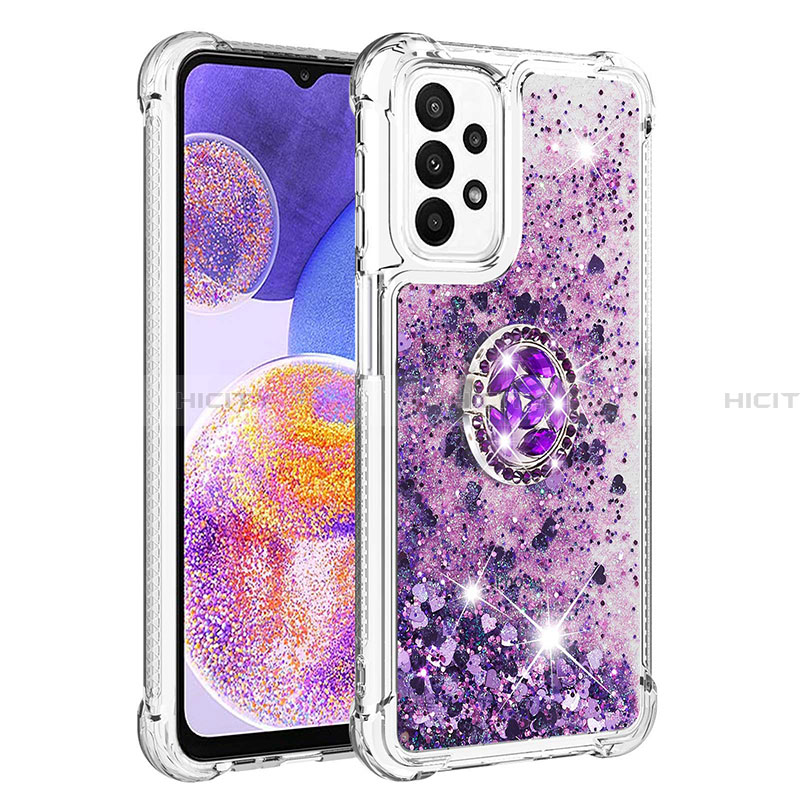 Custodia Silicone Cover Morbida Bling-Bling con Anello Supporto S01 per Samsung Galaxy A23 4G