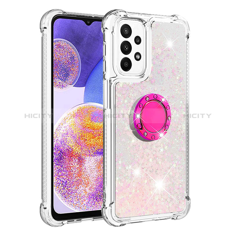 Custodia Silicone Cover Morbida Bling-Bling con Anello Supporto S01 per Samsung Galaxy A23 5G