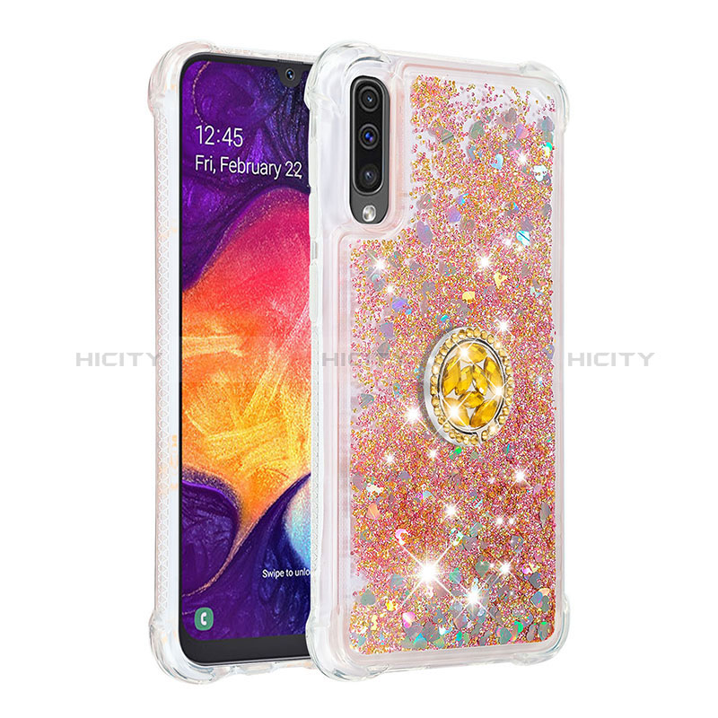 Custodia Silicone Cover Morbida Bling-Bling con Anello Supporto S01 per Samsung Galaxy A50