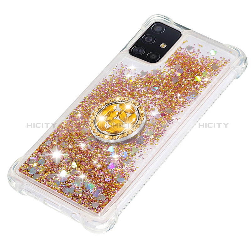 Custodia Silicone Cover Morbida Bling-Bling con Anello Supporto S01 per Samsung Galaxy A51 4G