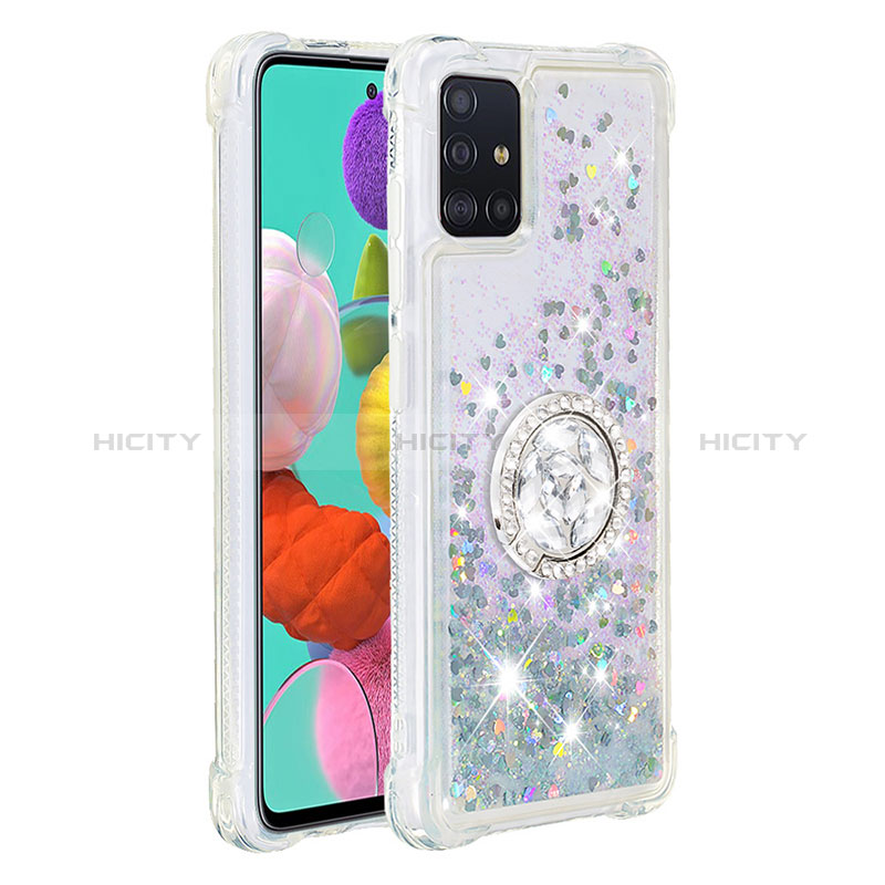 Custodia Silicone Cover Morbida Bling-Bling con Anello Supporto S01 per Samsung Galaxy A51 4G