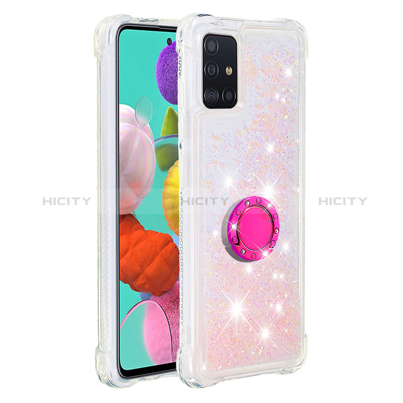 Custodia Silicone Cover Morbida Bling-Bling con Anello Supporto S01 per Samsung Galaxy A51 4G