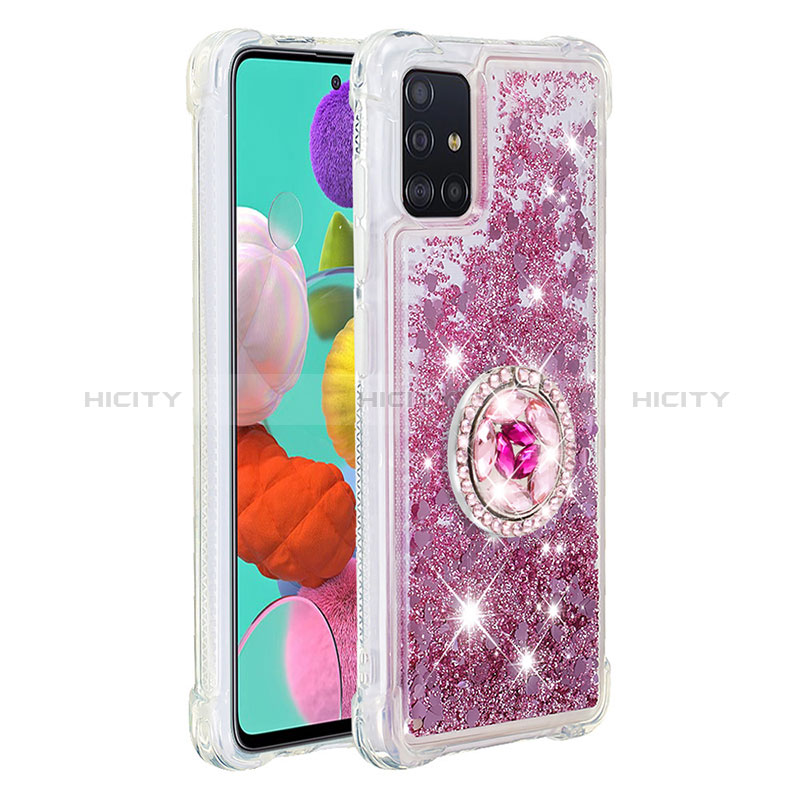 Custodia Silicone Cover Morbida Bling-Bling con Anello Supporto S01 per Samsung Galaxy A51 4G