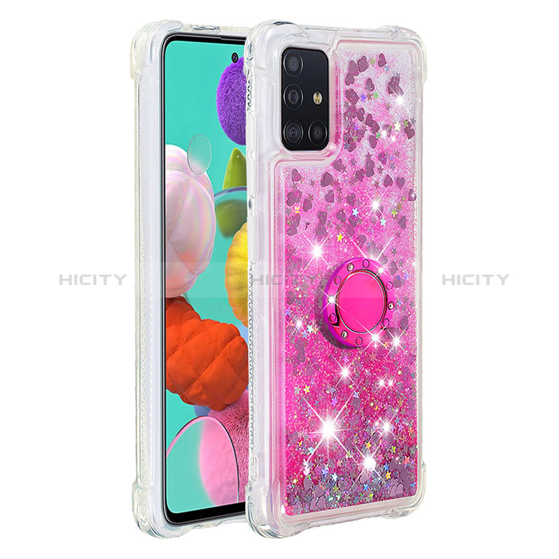 Custodia Silicone Cover Morbida Bling-Bling con Anello Supporto S01 per Samsung Galaxy A51 5G