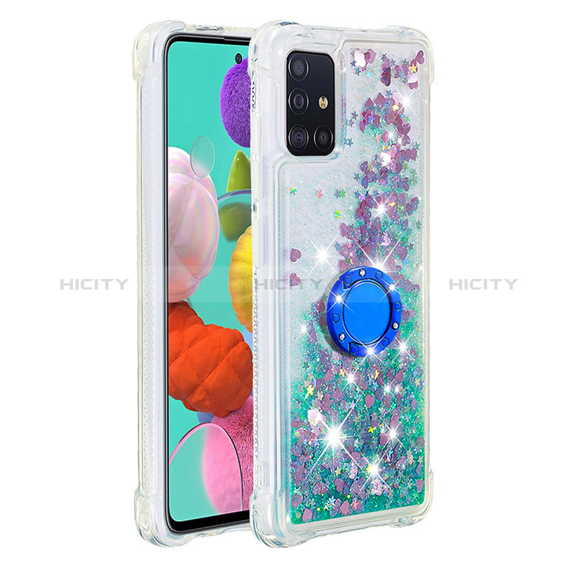 Custodia Silicone Cover Morbida Bling-Bling con Anello Supporto S01 per Samsung Galaxy A51 5G