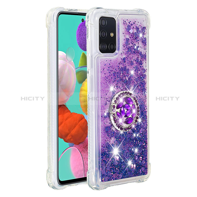 Custodia Silicone Cover Morbida Bling-Bling con Anello Supporto S01 per Samsung Galaxy A51 5G